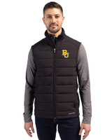 Baylor Bears Cutter & Buck Evoke Hybrid Softshell Recycled Mens Full Zip Vest Black Front