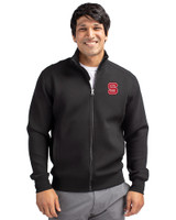 NC State Wolfpack Cutter & Buck Roam Epic Versatility Recycled Full Zip Mens Jacket Black Front