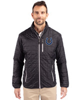 Indianapolis Colts Cutter & Buck Rainier PrimaLoft® Mens Eco Insulated Full Zip Puffer Jacket Black Front