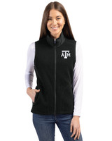 Texas A&M Aggies Cutter & Buck Cascade Eco Fleece Womens Vest Black Front