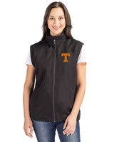 Tennessee Volunteers Cutter & Buck Charter Eco Recycled Full-Zip Womens Vest Black Front