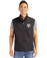 Texas A&M Aggies Cutter & Buck Charter Eco Recycled Mens Full-Zip Vest Black Front