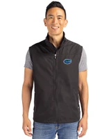 Florida Gators Cutter & Buck Charter Recycled Packable Mens Full Zip Vest Black Front