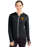 Tennessee Volunteers Cutter & Buck Daybreak Eco Recycled Womens Full Zip Hoodie Black Front