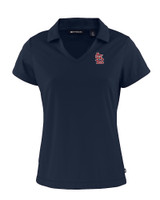 St. Louis Cardinals Cutter & Buck Daybreak Eco Recycled Womens V-neck Polo Navy Blue Mannequin