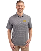 Michigan Wolverines Cutter & Buck Forge Recycled Double Stripe Four-Way Stretch Mens Big & Tall Polo Navy Blue/White Front