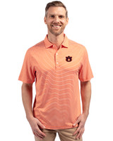 Auburn Tigers Cutter & Buck Forge Eco Double Stripe Stretch Recycled Mens Polo College Orange/White Front