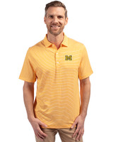 Michigan Wolverines Cutter & Buck Forge Eco Double Stripe Stretch Recycled Mens Polo College Gold/White Front