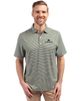 Notre Dame Fighting Irish Cutter & Buck Forge Eco Double Stripe Stretch Recycled Mens Polo Hunter/White Front