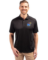 Kansas Jayhawks Cutter & Buck Forge Eco Stretch Recycled Mens Polo Black Front