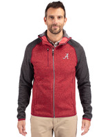 Alabama Crimson Tide Cutter & Buck Mainsail Full Zip Hooded Mens Jacket Cardinal Red Heather/Charcoal Heather Front