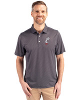 Cincinnati Bearcats Cutter & Buck Pike Eco Symmetry Print Stretch Recycled Mens Polo Black/White Front