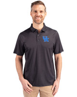 Kentucky Wildcats Cutter & Buck Pike Eco Tonal Geo Print Stretch Recycled Mens Big & Tall Polo Black Front