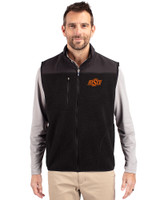Oklahoma State Cowboys Cutter & Buck Cascade Eco Sherpa Mens Big and Tall Fleece Vest Black Front