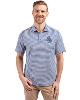 Hartford Yard Goats Cutter & Buck Virtue Eco Pique Stripe Recycled Mens Big and Tall Polo Tour Blue Front