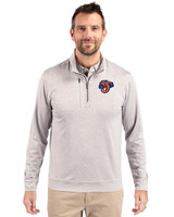 Jacksonville Jumbo Shrimp Cutter & Buck Stealth Heathered Mens Big and Tall  Quarter Zip Pullover Polished Medium Gray Front