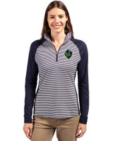 Hillsboro Hops Cutter & Buck Forge Tonal Stripe Stretch Half Zip Womens Top Liberty Navy Front