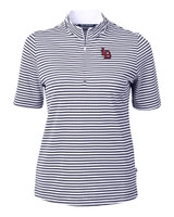 Louisville Bats Cutter & Buck Virtue Eco Pique Stripe Recycled Womens Top NVBU_MANN_HG 1