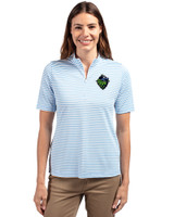 Hillsboro Hops Cutter & Buck Virtue Eco Pique Stripe Recycled Womens Top Atlas Light Blue Front