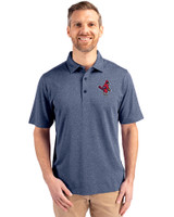 Memphis Redbirds Cutter & Buck Forge Heathered Stretch Mens Polo Indigo Heather Front