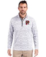 Portland Sea Dogs Cutter & Buck Traverse Stretch Eco Camo Print Quarter Zip Mens Pullover Charcoal Front