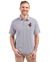 Memphis Redbirds Cutter & Buck Virtue Recycled Botanical Print Featherlight Pique Mens  Polo Navy Blue Front