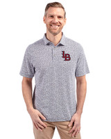 Louisville Bats Cutter & Buck Virtue Eco Pique Botanical Print Recycled Mens Polo Navy Blue Front