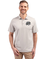 Omaha Storm Chasers Cutter & Buck Virtue Eco Pique Stripe Recycled Mens Polo Polished Medium Gray Front
