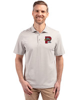 Portland Sea Dogs Cutter & Buck Virtue Eco Pique Stripe Recycled Mens Polo Polished Medium Gray Front