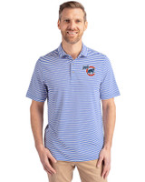 Iowa Cubs Cutter & Buck Virtue Eco Pique Stripe Recycled Mens Polo Chelan Blue Front