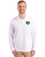 Gwinnett Stripers Cutter & Buck Advantage Eco Tri-Blend Pique Mens Long Sleeve Polo White Front