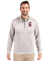 Greenville Drive Cutter & Buck Stealth Heathered Quarter Zip Mens Pullover Polished Medium Gray Front
