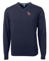 Louisville Bats Cutter & Buck Lakemont Tri-Blend Mens V-Neck Pullover Sweater Liberty Navy Mannequin