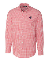 Memphis Redbirds Cutter & Buck Easy Care Stretch Gingham Mens Long Sleeve Dress Shirt Cardinal Red Mannequin