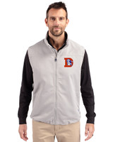 Denver Broncos Historic Cutter & Buck Charter Eco Recycled Mens Full-Zip Vest Polished Medium Gray Front