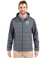Los Angeles Chargers Historic Cutter & Buck Evoke Recycled HoneycombFleece Mens Big & Tall Hybrid Full Zip Jacket Elemental Grey Front