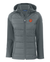 Cincinnati Bengals Historic Cutter & Buck Evoke Hybrid Eco Softshell Recycled Full Zip Womens Hooded Jacket EG_MANN_HG 1