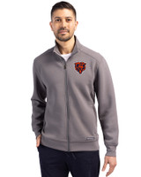 Chicago Bears Historic Cutter & Buck Roam Epic Versatility Recycled Full Zip Mens Jacket Elemental Grey Front