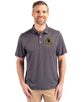 Pittsburgh Steelers Historic Cutter & Buck Pike Eco Symmetry Print Stretch Recycled Mens Big & Tall Polo Black/White Front