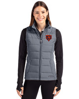 Chicago Bears Historic Cutter & Buck Evoke Hybrid Softshell Recycled Womens Full Zip Vest Elemental Grey Front