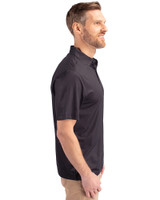Las Vegas Raiders Historic Cutter & Buck Pike Eco Tonal Geo Print Stretch Recycled Mens Polo Black Side