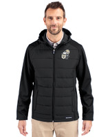 New Orleans Saints Historic Cutter & Buck Evoke Recycled Honeycomb Fleece Mens Hybrid Full Zip Jacket Black Front