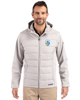 Los Angeles Chargers Historic Cutter & Buck Evoke Recycled Honeycomb Fleece Mens Hybrid Full Zip Jacket CONCRETE Front