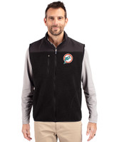 Miami Dolphins Historic Cutter & Buck Cascade Eco Fleece Mens Vest Black Front