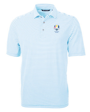 2025 Ryder Cup Cutter & Buck Virtue Eco Pique Stripe Recycled Mens Polo