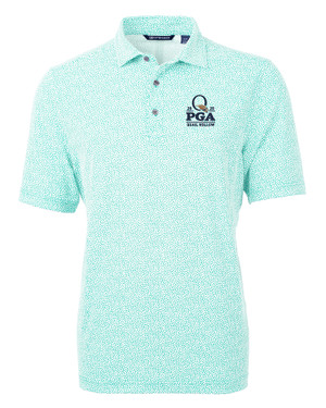 2025 PGA Championship Collection Cutter & Buck Virtue Eco Pique Botanical Print Recycled Mens Polo