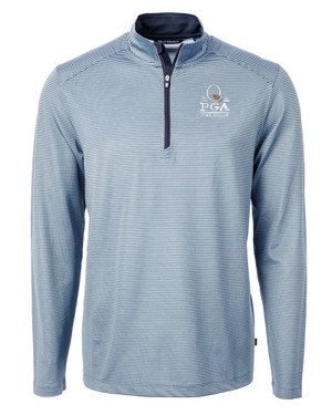 2025 PGA Championship Collection Cutter & Buck Virtue Eco Pique Micro Stripe Recycled Mens Quarter Zip