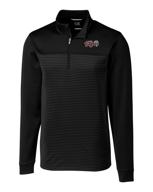 Lansing Lugnuts Cutter & Buck Traverse Stripe Stretch Quarter Zip Mens Big and Tall Pullover BL_MANN_HG 1