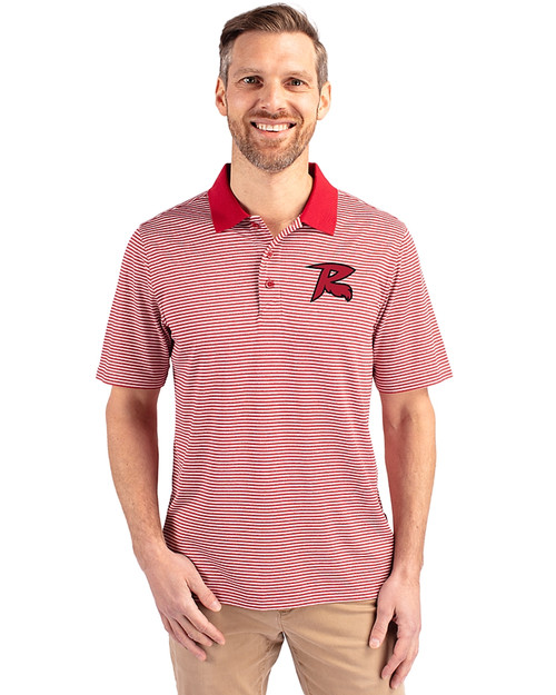 Richmond Flying Squirrels Cutter & Buck Forge Tonal Stripe Stretch Mens Big and Tall Polo Cardinal Red Front