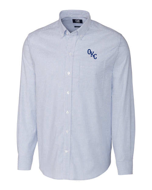 Oklahoma City Dodgers Cutter & Buck Stretch Oxford Stripe Mens Big and Tall Long Sleeve Dress Shirt FB_MANN_HG 1